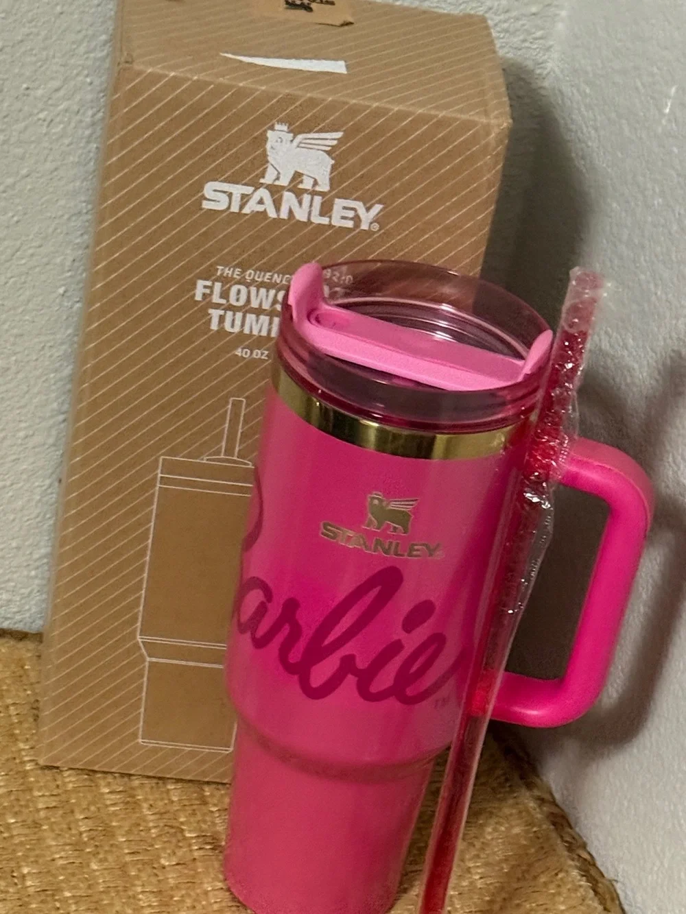 (NIB) Stanley Barbie Pink Flowstate Tumbler with Handle and Straw